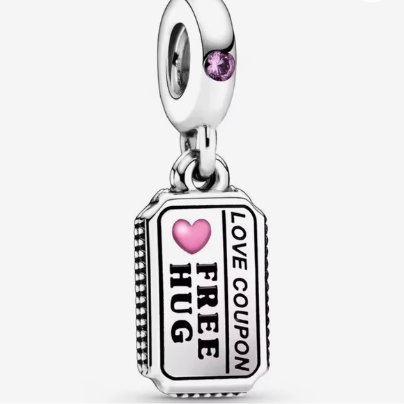 Jewelry - Sterling Silver Love Coupon Charm with Pink Accents